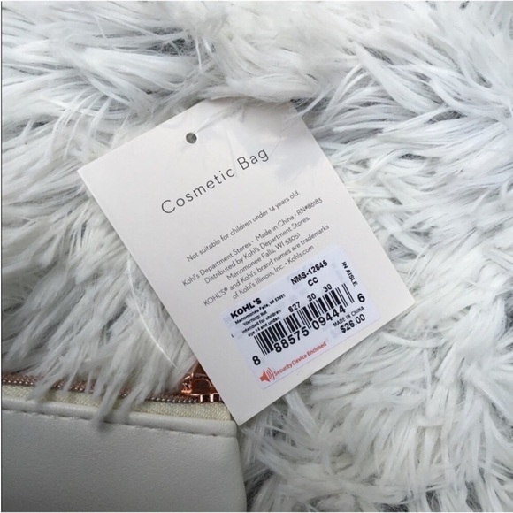 LC Lauren Conrad heart embellished cosmetic bag cream with pink hearts - Picture 6 of 9